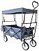 Produktbild DMS® Bollerwagen faltbar mit Dach Handwagen Transportkarre Gerätewagen | inkl. 2 Netztaschen und Einer Außentasche | klappbar | Vollgummi-Reifen | Grau BW-02