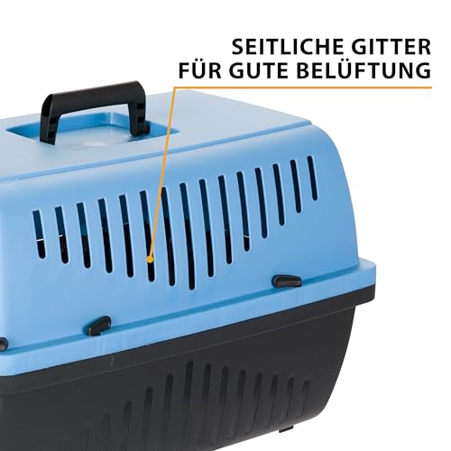 Ferplast Katzentransportbox SKIPPER 2, Hundetransportbox, Haustiertransportbox für kleine Hunde und Katzen bis 8 kg, Hundetransportbox, Katzentransportbox, 55x36xH 33 cm, aus Kunststoff mit Klappgriff