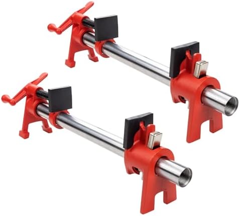 SIIIXS 3/4 Inch H-Style Professional Wood Gluing Pipe Clamp Set with Steel Pipe, Heavy Duty 1766 Lbs Load Limit,for Woodworking(2-Pack)