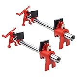 SIIIXS 3/4 Inch H-Style Professional Wood Gluing Pipe Clamp Set with Steel Pipe, Heavy Duty 1766 Lbs Load Limit for Woodworking(2-Pack)