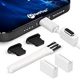 PortPlugs - Aluminum Dust Plugs (2 Pack) - Compatible iPhone 7, 8, Plus, X, XS, XS Max, XR - Includes Cord Holders Cleaning Brush (Black)