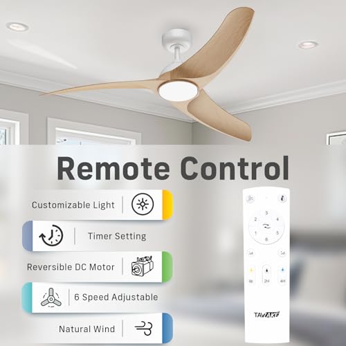 TAVZAKE Ceiling Fans with Lights, 42 inch Low Profile Ceiling Fan with Light and Remote Control, Flush Mount, 3CCT, Dimmable, Quiet Reversible Motor, Modern Ceiling Fan for Bedroom Indoor/Outdoor Use by TAVZAKE - Used condition - Image 2