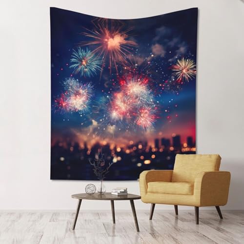 Tapisserie chambre feux d'artifice légère et décoration murale grand format