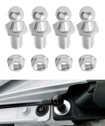 UNLRAE 4PCS 10mm Ball Stud,Car Accessories Spring Strut Studs with Hardware Lock Nuts Washers,Universal Strut Mounting Kit,Used to Gas Struts Lift Supports,Suitable for Most Cars,Trucks,SUVs (Silver)