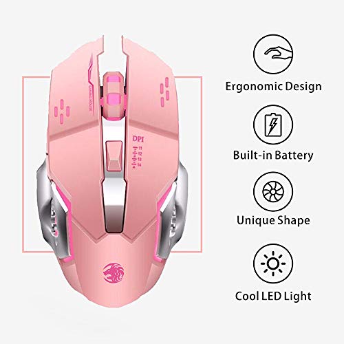 Q85-Rechargeable-Wireless-Gaming-Mouse-24G-LED-Optical-Silent-Wireless-Computer-Mouse-with-4-LED-Light-3-Adjustable-DPI-Ergonomic-Design-Auto-Sleeping-Pink
