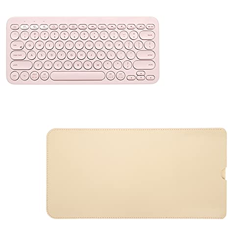 Housse de Clavier en Cuir PU pour Logitech K380, Housse de Clavier étanche et Résistante à l'usure, étui de Clavier Portable Léger, pour Voyage/Sortie/étudiants/Bureau(Abricot Clair)