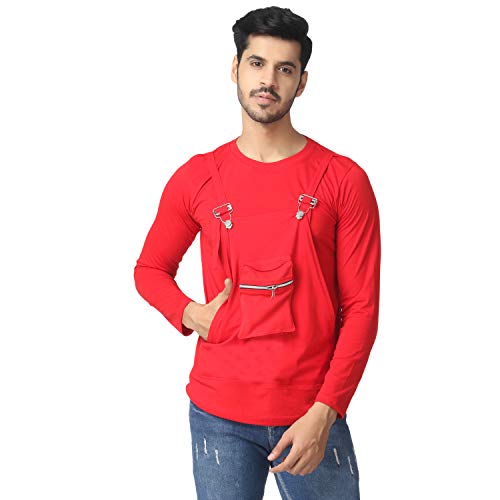 Image of Black Collection Solid Men Dungaree Style Full Sleeve T-Shirt