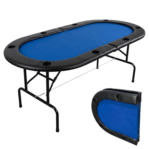 JOINLAUXE 70x35 Inch Folding Poker Table for 8 Players with Cup Holders
