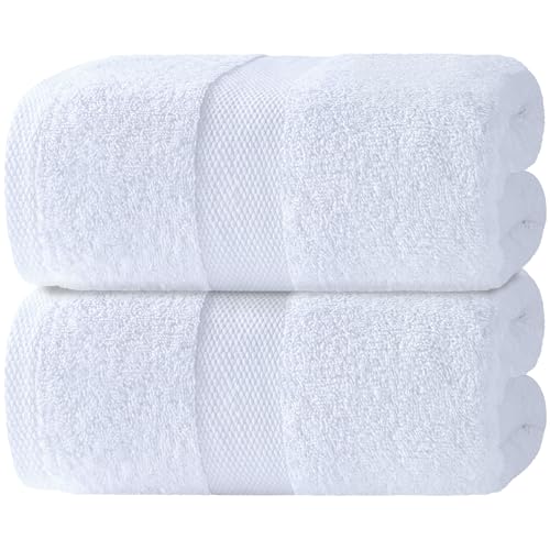 Bath Sheet Towels - 650 GSM Cotton Luxury Bath Towels Extra Large 35x70 | Highly Absorbent and Quick Dry | Hotel Quality Extra Large Bath Towels Oversized White 2 Pack