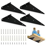 4Pcs Floating Shelf Bracket 8.5In, Hidden Shelf Brackets Heavy Duty, Invisible Triangle Support Brac