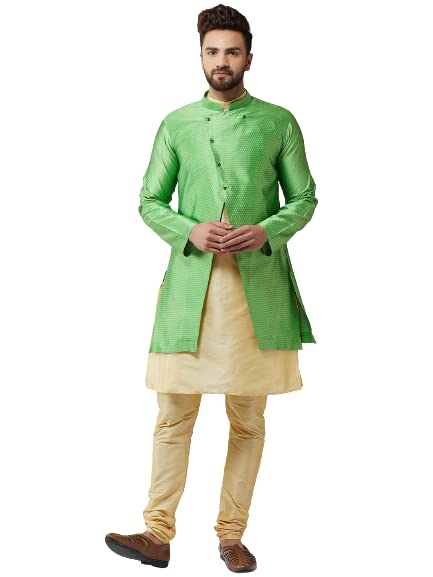 Image of SOJANYA Men's Silk Blend Solid Kurta & Pyjama Set