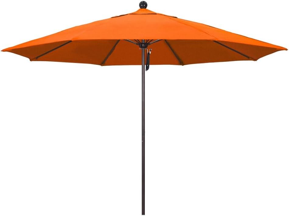 California Umbrella 11' Rd. Venture Series Contract Grade Patio Umbrella, Pulley Open, Bronze Finish, 4-year color-fastness Navy Blue Fabric
