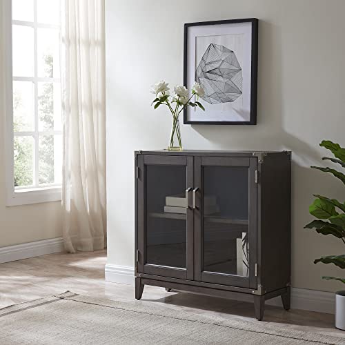 Image of Leick Home 24010 Beckett Cabinet, for Living, Foyer, Entry Way, Dining Room, Bedroom, Anthracite /Pewter, Grey, Small