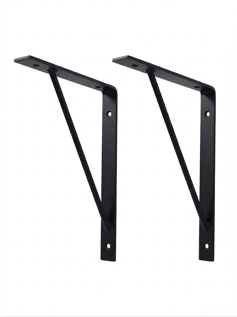 Heavy Duty L Shape Shelf Bracket 11 x 7 Inch, Wall Mount Iron Shelf Support Bracket, Black Deco Paint Finish, for Wooden Shelves, Kitchen, Living Room, Office & Farmhouse (1 Pair)-image-10