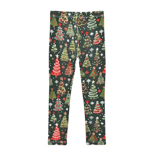 Funny Christmas Tree Star Snow Girls Leggings Ultra Soft Compression Yoga Gym Pants for Kids 4-10T2