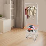 Steel Wire Laundry Cart,Laundry Basket With Wheels,Heavy Duty Commercial Laundry Basket Cart with Rod Rack 19.69x15.75x70.87in (D) - Image 4