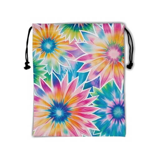 Image of Tie Dye Flower Grip Bags Rainbow Adjustable Drawstring Gymnastics Grip Bag for Gymnasts