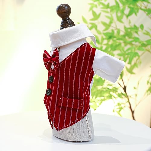 Camisa de Boda para Perro HDKUW Tuxedo Formal M Borgoña miniatura 2