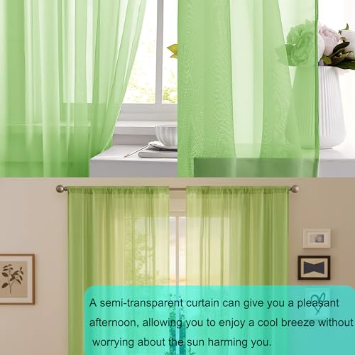 Rideaux en voile vert pour chambre et salon moderne
