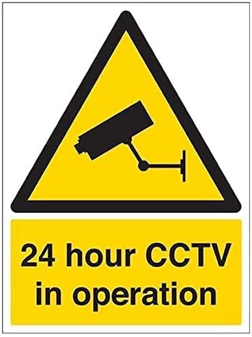 VSafety 6E001AN-S Security Notice, CCTV In Operation Sign - 150mm x 200mm - Self Adhesive Vinyl, Black/Yellow