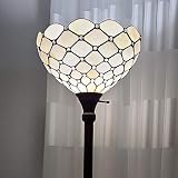Amora Lighting Tiffany Style Floor Lamp Jeweled Torchiere 72" Tall Stained Glass White Yellow Stains
