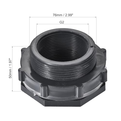 Adaptador BSPT 2 hembra de PVC gris con junta para tanque 3