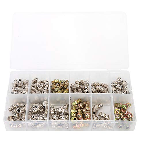 130 Piezas De Kits Surtidos De Engrasadores, M6 M8 M10 1/8 1/4 45 Grados Y Juego De Boca De Mantequilla De Tipo Recto, Accesorio Zerk Hidráulico Niquelado De Hierro Para Tubo De Manguera