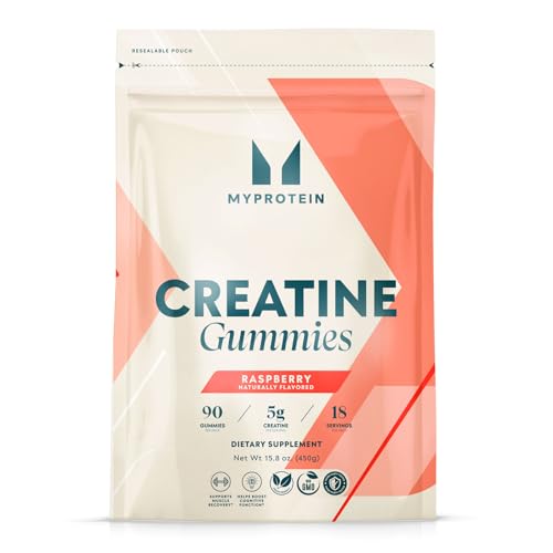 Image of Myprotein Creatine Gummies, 5g Creatine Monohydrate per Serving, Raspberry, 90 Count, 18 Servings, Chewable Post /Pre Workout Strength & Recovery Sports Nutrition Supplement, Vegan, Non-GMO