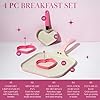 Paris Hilton Breakfast Ceramic Nonstick Cookware Set, Includes Square Griddle, Mini Heart Shaped Fry Pan and Two Silicone Heart Shaped Egg Rings, 4-Piece Set, Pink #1