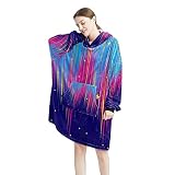 Bella felpa con cappuccio indossabile con luce nordica,Oversize con cappuccio per le donne,Felpa comoda, Multicolor, Taglia unica