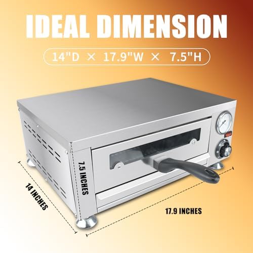Indoor Pizza Oven, Electric Countertop Pizza Maker with 60 Minutes Timer, Stainless Steel Pizza Cooker, 1100W, Large