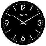 NeXtime Reloj de pared 'BASIC DOME', muy silencioso, redondo, negro, ø 35 cm