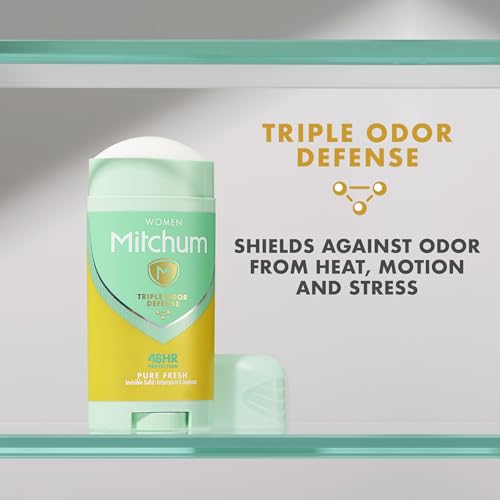 Mitchum Women Triple Odor Defense Invisible Solid Antiperspirant Deodorant, Pure Fresh, 2.7 oz