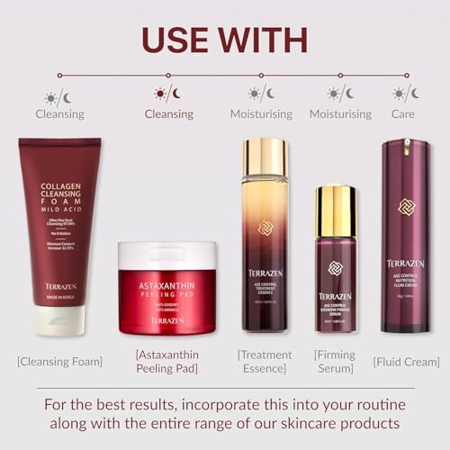 Terrazen Almofadas faciais coreanas descascando astaxantina, anti-oxidante, antirrugas, calmante, es