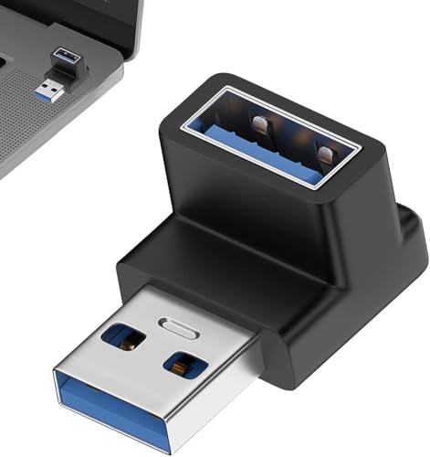 Image of CARE CASE 90 Degree USB 3.2 Adapter Up and Down Angle Type A Male to Female Connector USB L Shape Extender Supports 10Gbps Data Transfer & Charging PC, Laptop, Hard Drive, Keyboard.(Black ZC-039-HA)