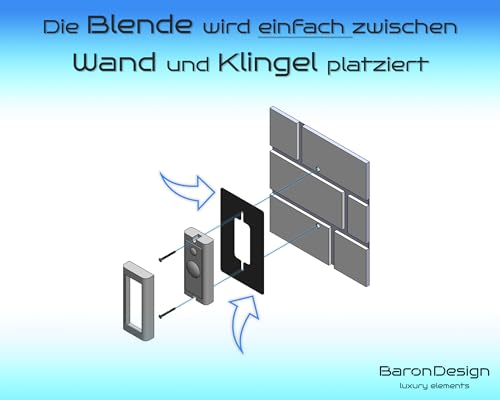 Baron Design | Edelstahl Blende | Zubehör für Ring Video-Türklingel Kabel/Video Doorbell Wired | Halterung, Schild, Befestigung, Wandplatte für Funk Klingel