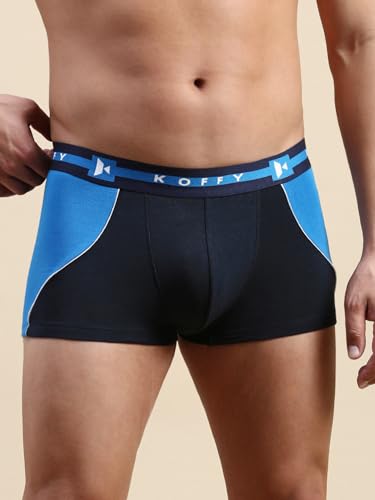 Image of KOFFY Pliable Cotton Modal Colorblocked Mini Trunk with Seamless Waistband