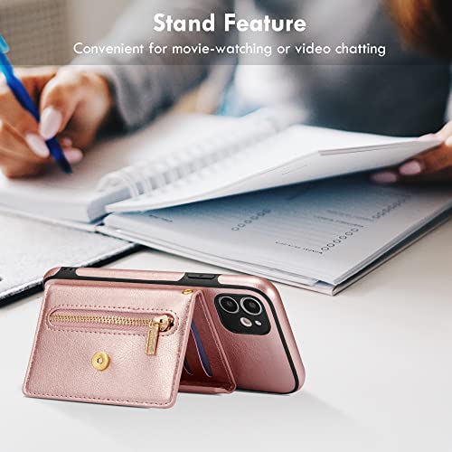 Zcdaye Iphone 11 Wallet Phone Case, 6.1" Premium Leather Crossbody, Rose Gold #TOP2