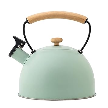 TOPBATHY Stainless Steel Whistling Wooden Handle Tea Kettle Tea Pot Stovetop Water Boiling Kettle Loud Wh