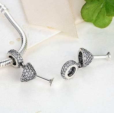Original Authentic 925 Sterling Silver Charms Red Wine Glass Cup Dangle Letter Bead for Pandora Bracelet Charms
