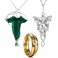 HJYZY 3 piezas de collar de El Señor de la R. grabado de acero