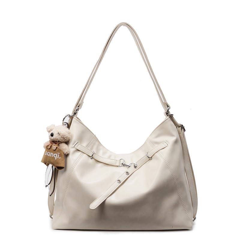 Y2k Tote Bag, PU Leather Slouchy Hobo Bag, Large Brown Purse for Fall and Winter