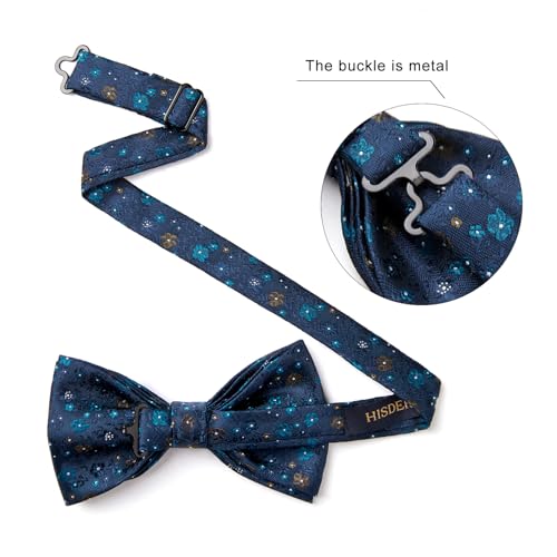 Image of HISDERN Bow Ties for Men Pretied Bowties Classic Formal Business Bow Tie Adjustable Tuxedo Bowtie for Wedding Party