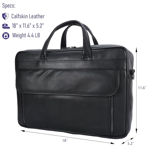 STAR VISTA Sforza Large 18" Laptop Messenger Bag, Leather Briefcase for Men, Business Travel, YKK Zippers and Brass Hardware2