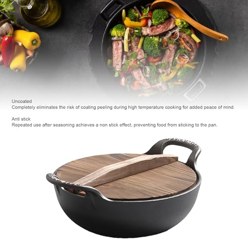 Wok de hierro fundido LICAEVEY de 32 cm con tapa de madera miniatura 2