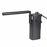 Flexzion Aquarium Internal Filter 210 GPH 800L/H Submersible 3-in-1 Multi-Function Mini Pump for 50 Gallon Fish Tank with Adjustable Flow Rate + Spray Bar + Pipe