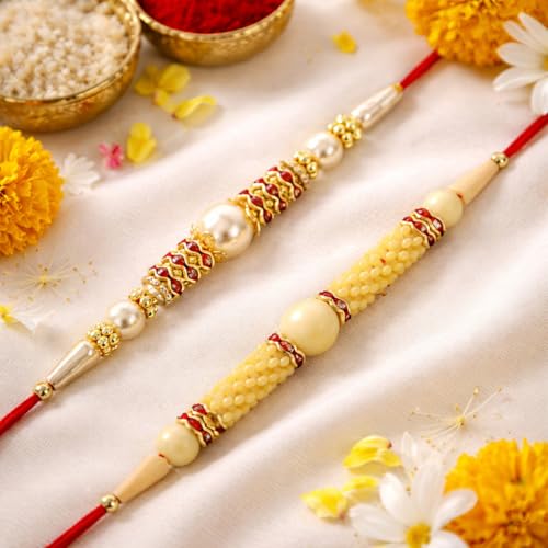 Image of Riddhika Ventures Glorious Gold Plated Religious Diamond Ring Rakhi || Traditional Rakhi Set of 2 & Festive Gift || Rakhi Gift Combo for Brother