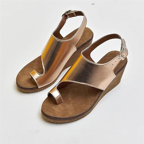 Yytcsjz Women's Wedge Sandals, Summer Fashion Toe Ring Clip Toe Straps Buckle Sandalias, Orthopedic Shoes For Women, With Arch Support3