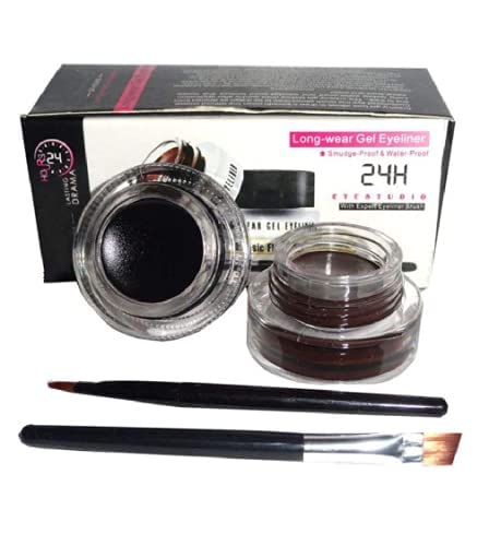 ELITEWAVE 2 in 1 Black and Brown Gel Eyeliner Set Water Proof Smudge Proof, Last for All Day Long, Work Great with Eyebrow-image-19