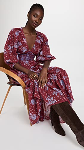 Free People Vestido longo feminino Golden Hour, Combo de vinho, M
